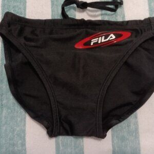 (*) VINTAGE FILA 1" BLACK COMPETITIVE SWIM BRIEF, SIZE "M" - Pre-Owned